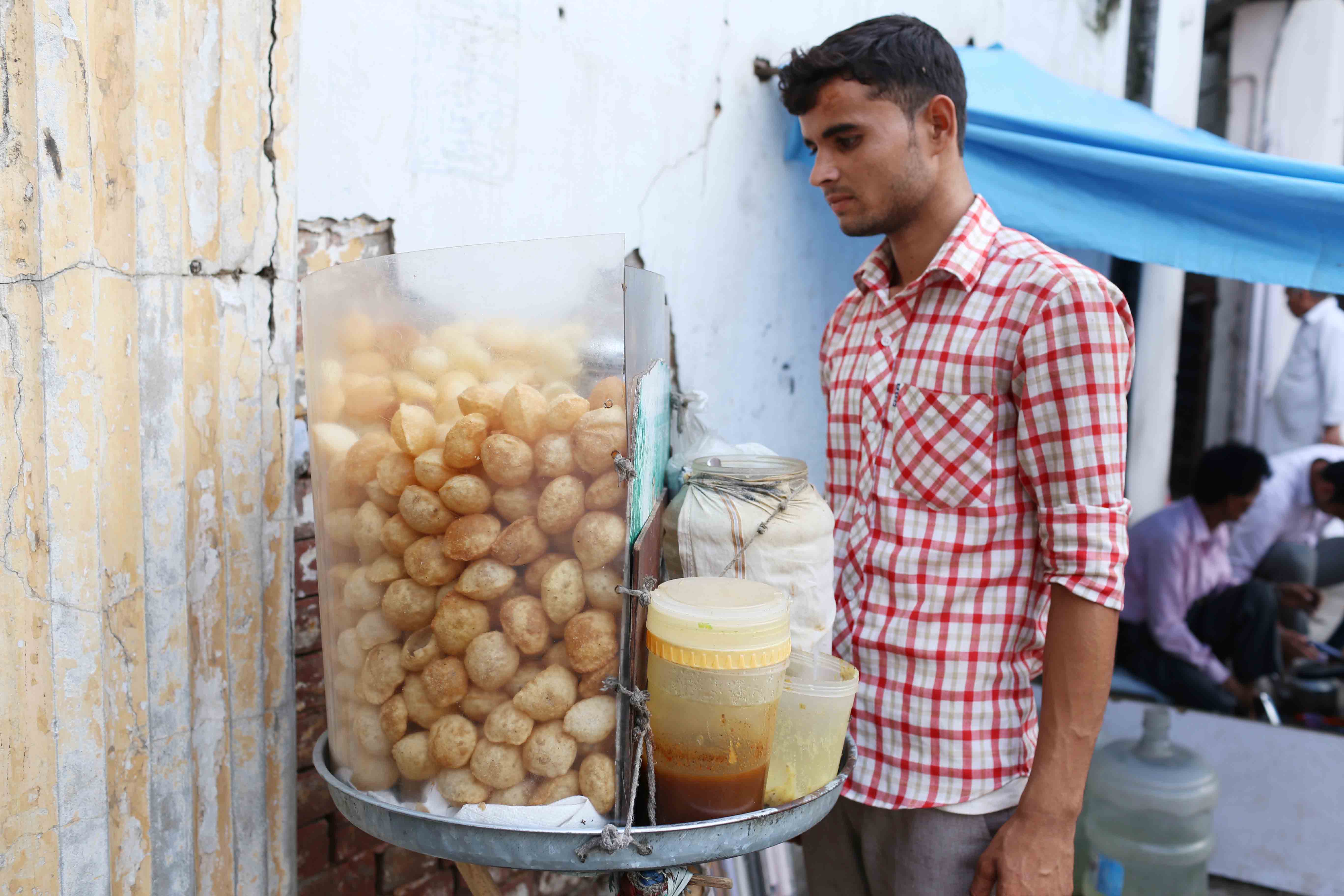 City Food - The Archaeology of the Pavement Golgappa Stall, Connaught Place